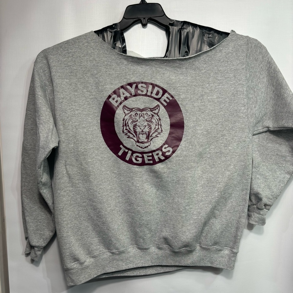 SAVED BY THE BELL Kelly Kapowski Bayside Tigers 90s Off Shoulder Sweatshirt L